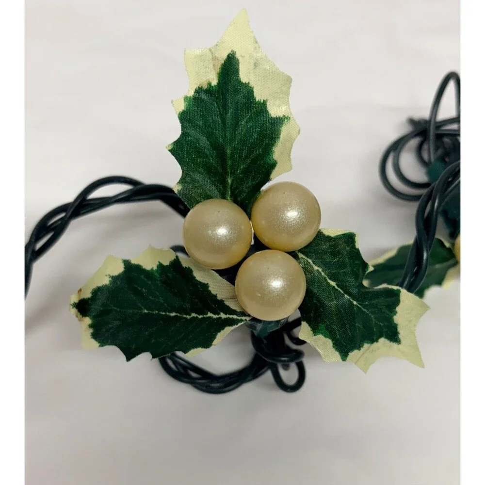 Restoration Hardware Vintage Holly Lights Christmas String Lights Pearl Berries